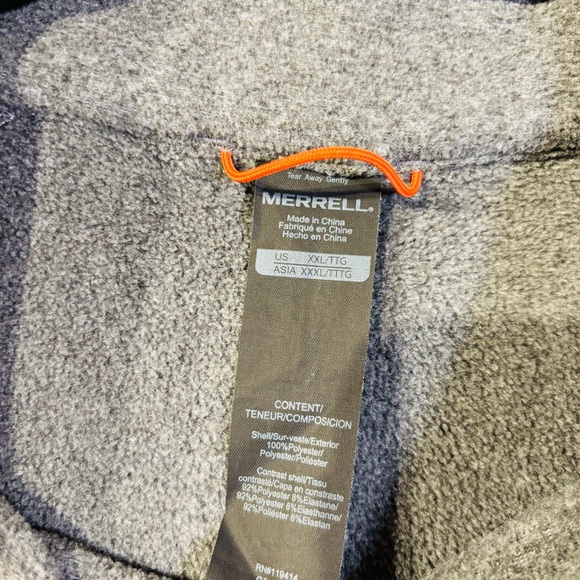 Merrell Men’s Gray Fleece 1/4 Zip Pullover Outdoor Long Sleeve Sweatshirt XXL - Picture 4 of 8